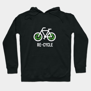 Recycle, bicycle with recycling symbol, black t-shirt, black shirt for cyclists Hoodie